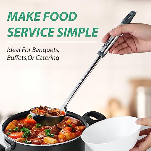 Soup Ladle, 13.9 inch Large Ladles Serving Spoons, 4 oz Stainless Steel Ladle with Heat-proof Handle, Comfortable Grip Design, Durable Construction, Silver - size: 4 oz Soup Ladle