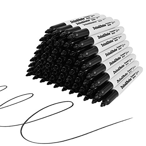 Dabo&Shobo 60 Pack Black Permanent Markers, Fine Point, Assorted Colors, Works on Plastic,Wood,Stone,Metal and Glass for Doodling, Coloring - size: 1 Count (Pack of 60)