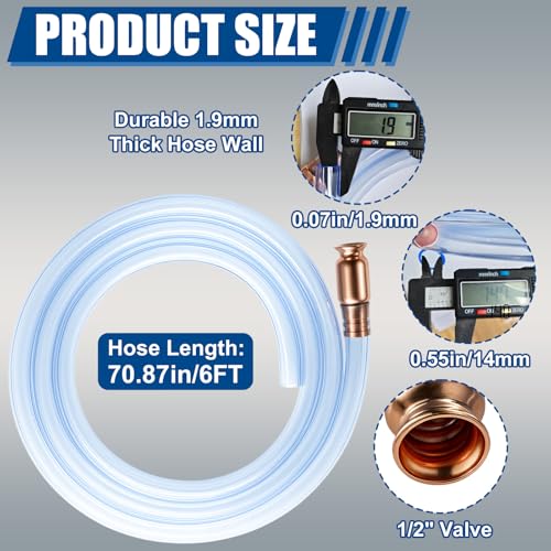Wadoy Gas Siphon Hose Pump, Shaker Siphon for Gasoline/Fuel/Water Transfer, Safety Self Priming Hose 1/2" Valve (2 pcak) - size: 2 Pack 6FT