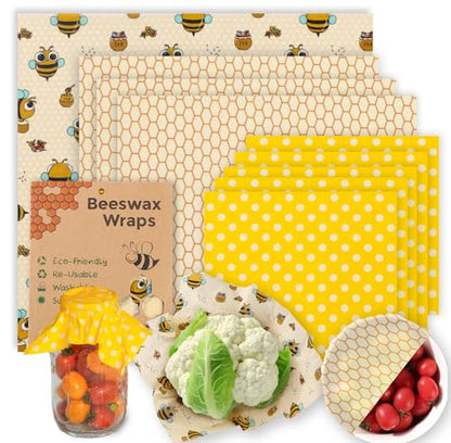 Beeswax Wraps for Food - 9 Pack Reusable Food Wraps | Sustainable, Plastic-Free Alternative to Plastic Wrap & Foil | Sandwich, Cheese, Bread & Bowl Covers for Eco-Friendly Food Storage - color: 9 Pack - Golden Meadow
