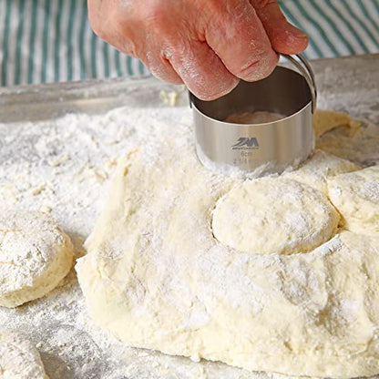 5 Pieces Circle Biscuit Cutter,Professional Stainless Steel Round Cookies Mold Tool with Handle for Baking GIFT Package - style: 5pcs with Handle(1.75-3.25in)
