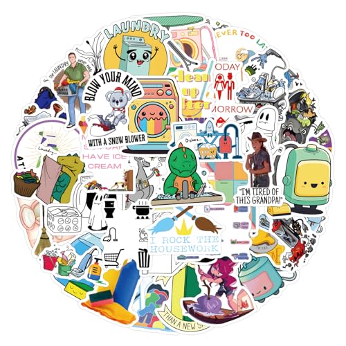 55Pcs Cleaning Chore Stickers, Funny Household Vinyl Decals for Planners, Journals, Water Bottles, Laptops, and DIY Decor (Chore) - color: Chore