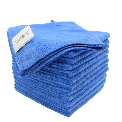 400 GSM Microfiber Cleaning Cloths,Ultra Absorbent Lint Free Reusable Towels for Kitchen, Glass, Windows, Car Detailing & Household Cleaning, Thick Quick Dry Cleaning Rags, 12" x 12" - color: Blue
