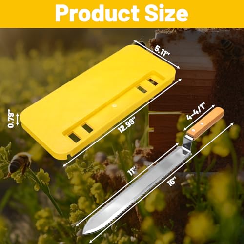 Uncapping Tank Holder- Plastic Honey Bucket Scraper Tool Stainless Steel Serrated Uncapping Knife Set Honey Harvesting Equipment