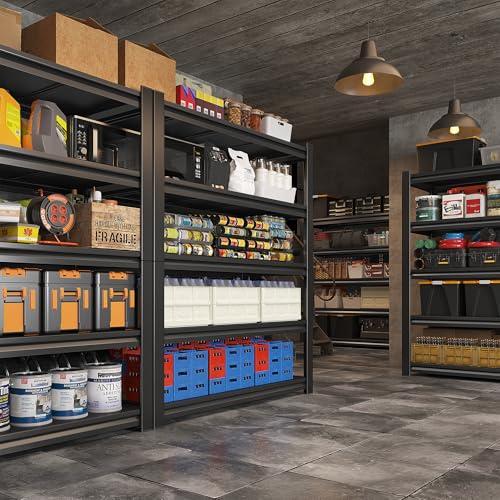 REIBII 72" H Storage Shelves, 2500LBS Heavy Duty Garage Shelving Unit, 5 Tier Adjustable Metal Shelf for Garage Basement Kitchen Pantry Warehouse Office Commercial 35" W x 15" D x 72" H - size: 35"W x 15"D x 72"H