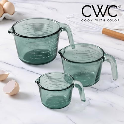 COOK WITH COLOR Glass Measuring Cups - Ideal for Cooking and Baking, Green - color: Green