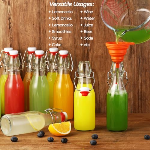 12 Pack 8.5oz Flip Top Glass Bottles,8.5oz swing top glass bottles with airtight lids for Home Brewing,2nd Fermentation,Kombucha,Kefir,Vanilla Extract,Juice,Tea,Beverages,Soda,Oils,Vinegar,Limoncello