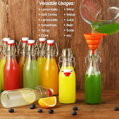 12 Pack 8.5oz Flip Top Glass Bottles,8.5oz swing top glass bottles with airtight lids for Home Brewing,2nd Fermentation,Kombucha,Kefir,Vanilla Extract,Juice,Tea,Beverages,Soda,Oils,Vinegar,Limoncello