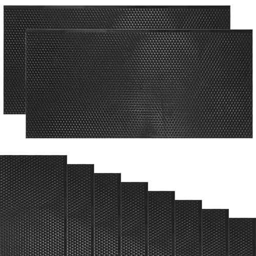 10PCS Black Natural Beeswax Coated Deep Foundation for Bee Hive Frames, Food-Grade Plastic Bee Frame Foundation Sheets for Deep Brood Frames - color: Black, size: 10PCS