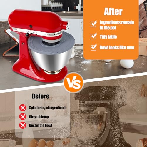 Silicone Mixers Bowl Cover Compatible with KitchenAid 4.5-5 Quart Tilt-Head Stand Mixers Bowl (Grey) - color: Gray