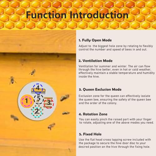 Bee Hive Nuc Box Entrance Gates, 12 Sets Disc Diameter 2.67" Rotatable Stainless Steel Bee Hive Entrance Disk Gate Beekeeping Supplies Tool