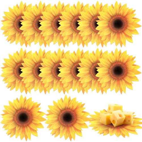 Tenceur 100 Count Sunflower Parchment Paper for Cheese 6 Inch Charcuterie Cheese Paper Parchment for Party Holiday Kitchen Dining Table Boards Food Serving Decoration, Double Sided - color: Sunflower
