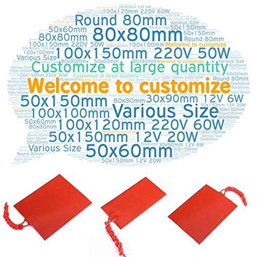 4PCS Silicone Heating Element, Icstation Heating Pad for Electronics 12V 25W Rubber Heater Constant Temperature 80X100mm/3.15X3.94 inch