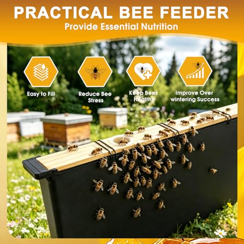 Bee Feeder 3.5L 2 Pack, Bee Feeders for Hives with Anti-Drowning Ladders, Easy Install Beehive Frame Feeder for Inside Hives and Syrup Feeding