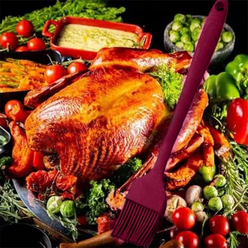 2 Pack Silicone Heat Resistant Marinading Meat Grill Basting Pastry-brush for Oil-brush Butter Sauce Sausages Desserts Turkey Baster Grill Barbecue - color: Burgundy