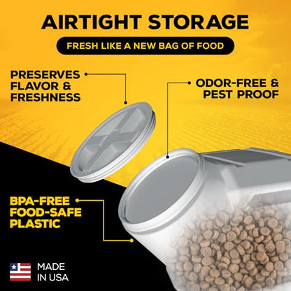 Gamma2 Vittles Vault Pet Food Storage Containers - Sealed Dog and Cat Food Storage Container, Fits up to 25lbs, Made in the USA - [12"L x 13.75"H] | Made in USA, 12 inch long by 13.75 inch tall, airtight lid keeps kibble fresh and pests out, a durable pan