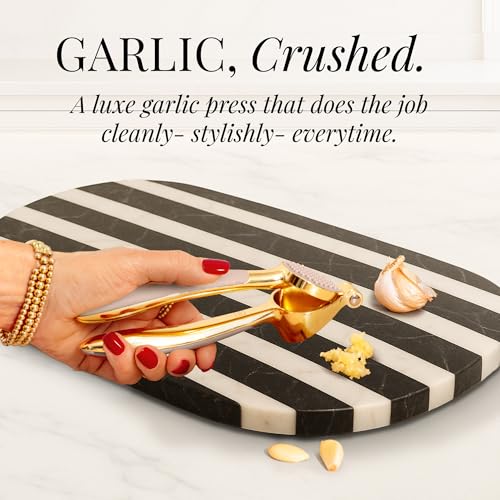 Gold and Beige Kitchen Utensils Set – 8 PC Cooking Gadgets with Mini Gold Whisk and Tongs, Pizza Cutter, Garlic Press, Cheese Grater, Peeler, Can Opener, Scoops – Stylish Beige Kitchen Accessories - color: 8 Piece Beige & Gold
