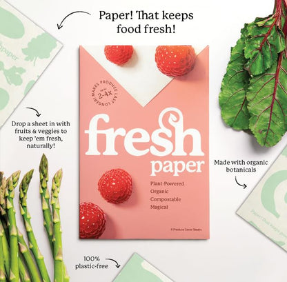 FRESHPAPER Keeps Fruits & Vegetables Fresh for 2-4x Longer, 80 Reusable Food Saver Sheets for Produce (10 Packs), Made in the USA - color: 80 Pack