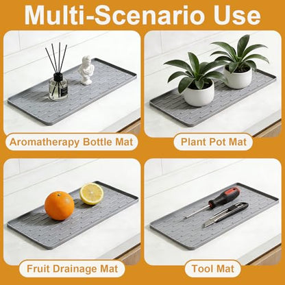 Silicone Coffee Mat, 16"X7" Heat-Resistant,Eco-friendly,Hygienic Drying Pad,Leak-Proof and Non-Slip,Removable Silicone Mat with Concave and Convex Design,（Gray 16X7） - color: Gray, size: 16" x 7"