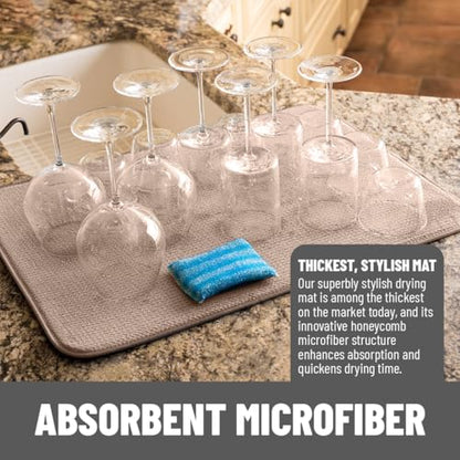 Bellemain XL Dish Mat 24" x 17" ( LARGEST MAT ) Microfiber Dish Drying Mat , Super absorbent ( Mocha ) - color: Mocha, size: 17" x 24"