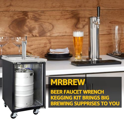 MRbrew Beer Shank Faucet with 1/4'' Barb Fitting, Kegerator Tower Beer Tap Parts - Stainless Core Tap & Hose Clamp, Kegerator Replacement Kit for 3/16'' Liquid Line Homebrew Draft Beer Tower Dispenser