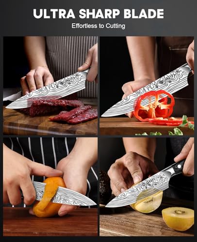 MOSFiATA 2Pcs Chef Knife Set, Sharp Kitchen Knife High Carbon German EN1.4116 Stainless Steel Cooking Knife, 9"&6" Chopping Knife Kitchen Knives Set with Ergonomic Handle, Gift Box - style: 6"&9" chef knife