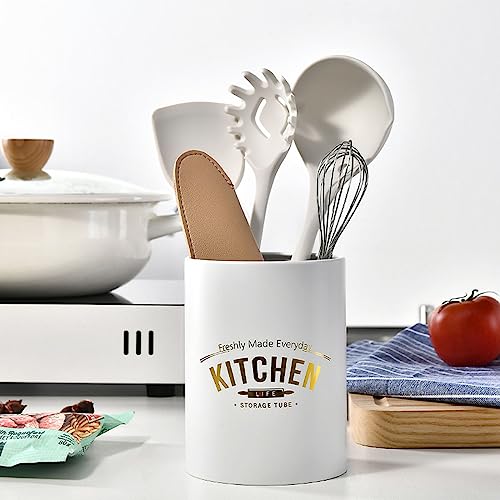 6pcs White Mini Silicone Kitchen Utensils Set, Non-stick Kitchenware Spatula Set with Holder, Cooking Tools Accessories. Include Turner, Soup Spoon, Pasta Server, Whisk, Fruit Knife. - color: 6pcs cooking utensils