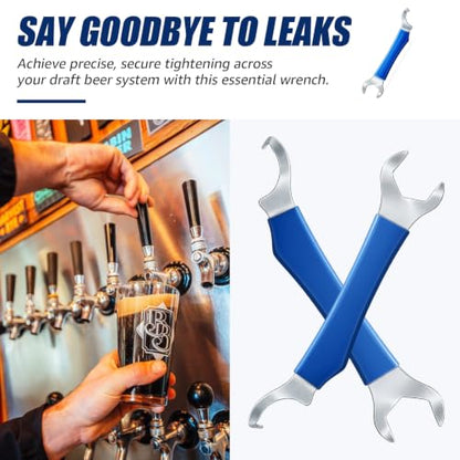 Imaituu Beer Faucet Wrench Dual Head for Keg Coupler & Kegerator Tap, 2 PCS | Zinc-plated steel with rubber grip, for hex nut & beer shank maintenance & installation, essential homebrew kegerator tool