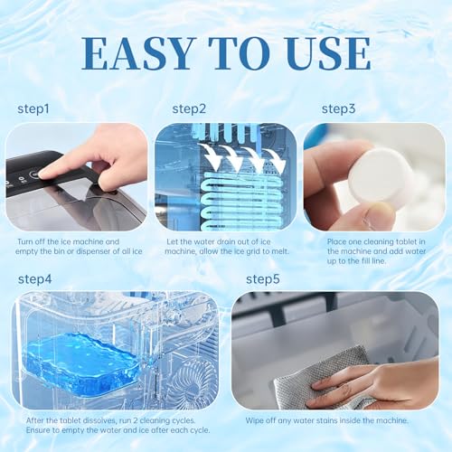 Ice Machine Cleaner Tablets Descaler, 48 Pack Ice Maker Cleaner, Nickel Safe Scale for Countertop Portable Nugget Ice Makers Cleaning, Remove Hard Water Buildup, Odor-Free