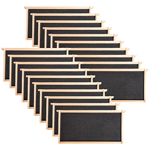 MayBee 20 Pack Honey Bee Frames with 100% Beeswax Coated Food Grade Foundation Sheets, Complete Unassembled Deep Beehive Frames and Foundations - color: 20 Deep Frame black