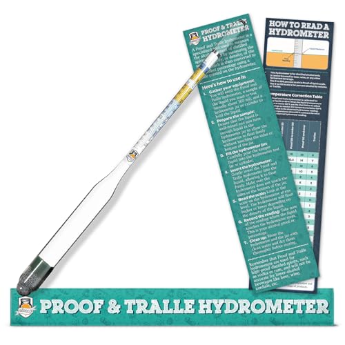 Fermentaholics Proof and Tralle – Accurately Measure Alcohol Content – for Distilled Alcohol and Spirits, Moonshine – Alcohol Hydrometer, Alcoholmeter – 0-200 Proof