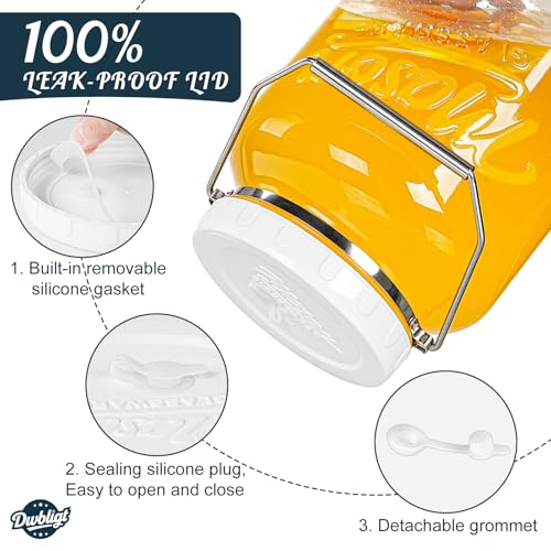 2 Pack 1.5 Gallon Large Fermentation Jars with Airtight Lids & Airlocks, Wide Mouth Glass Mason Jar for Mead Making, Brewing - 100% Leak-proof Pickle jars Kimchi Container with Handles & Bases