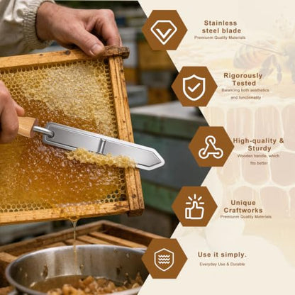 2026 Latest Upgraded Electric Honey Uncapping Knife, 10 Inch Fast Heating Stainless Steel Serrated Blade Heated Scraper, Wooden Handle Beekeeping Tool for Honeycomb Honey Harvest Work