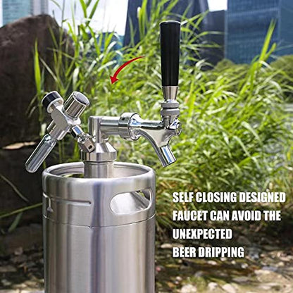 GANCOWISE 64OZ Mini Keg Growler, Pressurized Home Dispenser System with Self-Closing Design Faucet Keeps Carbonation and Fresh for Homebrew, Craft and Draft Beer - size: 64oz