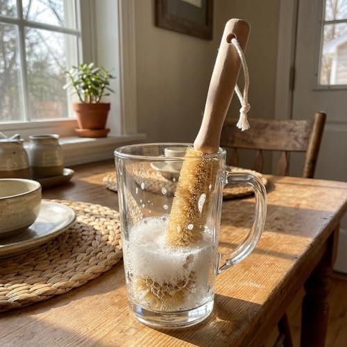 Bottle Brush & Dish Scrubber Set (3 Pack) - Kitchen Cleaning Kit with L-Shape Bottle Cleaner, Round Pan Brush & Detail Scrubber - Multi-Use for Bottles, Pots, Pans & Glassware - size: 3 Piece Set - Bottle + Pan + Detail