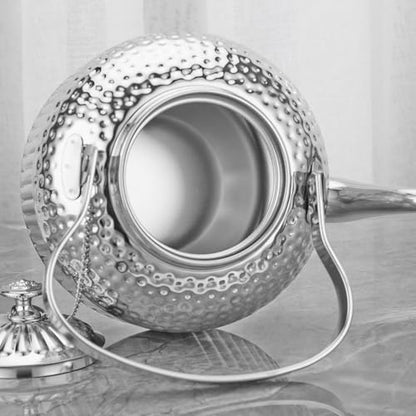SANQIAHOME Antique 1.8L (60 Oz) Stainless Steel Teapot with Infuser Silver - color: Silver, size: 1.8 Liters