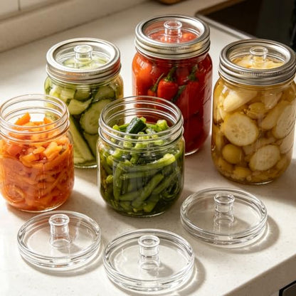 2-Pack Fermentation Weights for Gallon Jars, 3.7-Inch Heavy Glass Fermenting Weights with Easy Grip Handle, Fits Large Wide Mouth Jars for Sauerkraut, Kimchi, Carrots and More
