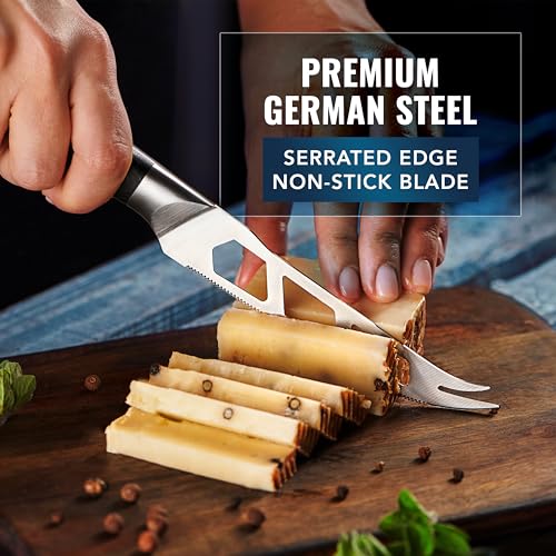 Cutluxe 2-PCS Cheese Knife Set – 5″ Stainless Steel Knife & 3.5″ Slicer for Soft & Hard Cheeses - Sharp Blades, Pronged & Non-Stick, Pakkawood Handles - Cheese Knives For Charcuterie Board - size: Cheese Knife Set
