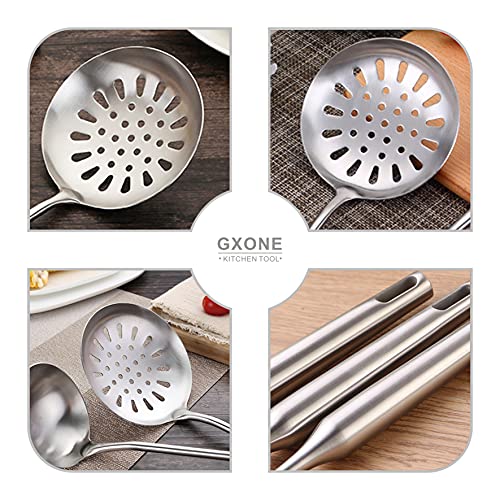 Skimmer Slotted Spoon,304 Stainless Steel Slotted Spoon, Handle Mesh Food Strainer Stainless Steel Colander with Hollow Handle Heat Resistant Cooking Tool,Silver/15.1Inch - style: Skimmer Spoon