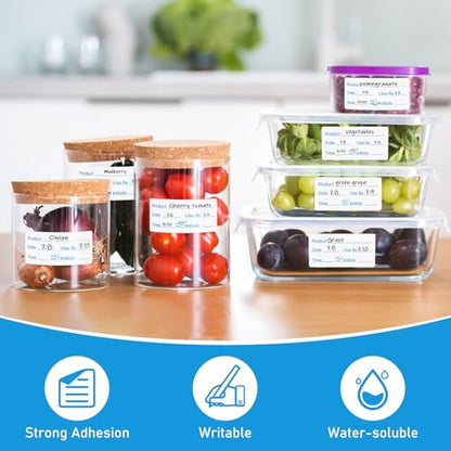 L LIKED 500 Stickers Use by 1 x 2 Inch Blue Dissolvable Food Storage Labels for Containers - color: Blue