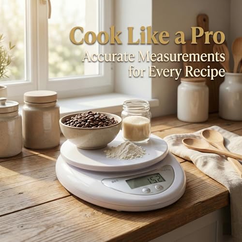 Digital Kitchen Scale – Food Scale for Cooking & Baking (5 kg/11 lb) – High-Precision Weight Scale in Grams Oz Lb – Stainless Platform with LCD Display & Tare Function – Batteries Included