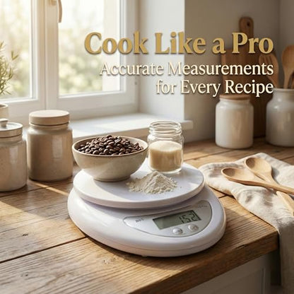 Digital Kitchen Scale – Food Scale for Cooking & Baking (5 kg/11 lb) – High-Precision Weight Scale in Grams Oz Lb – Stainless Platform with LCD Display & Tare Function – Batteries Included