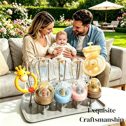 Baby Bottle Drying Rack, Large Vertical Bottle Dryer Rack Holder for Countertop,Baby Bottle Holder Storage Station for Pacifiers,Pump Accessories Stand,Grey