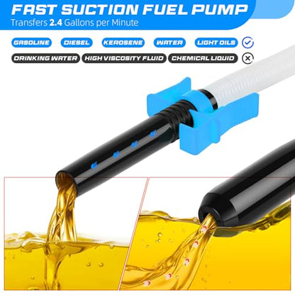 Portable Transfer Pump Battery Operated Electric Siphon Pump for Gas, Fuel, Diesel, Water Transfer 2.4 GPM Flow Oil Extractor, 47 Inches Hose-Easy to Use Hand Fuel Pump, Multi-Use Transfer Pump(Blue) - size: 1 Pack Blue