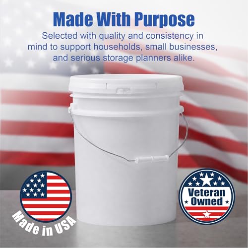 ePackageSupply 5 Gallon Bucket - Food Grade Bucket, Metal Handle Grip, BPA-Free, Heavy-Duty 90 Mil HDPE Plastic Pail, Stackable Utility Container, Made in USA, Lid Not Included, Translucent, 6 Packs - color: Translucent, size: 6 Packs