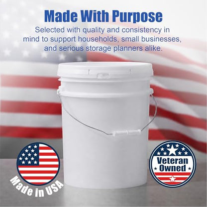 ePackageSupply 5 Gallon Bucket - Food Grade Bucket, Metal Handle Grip, BPA-Free, Heavy-Duty 90 Mil HDPE Plastic Pail, Stackable Utility Container, Made in USA, Lid Not Included, Translucent, 6 Packs - color: Translucent, size: 6 Packs