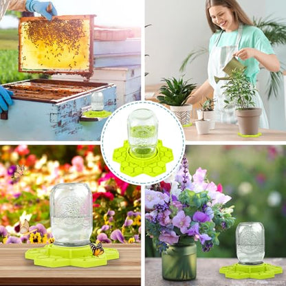 4 Pack Bee Feeder for Mason Jar, Silicone Bee Watering Station, Compatible with Regular and Wide Mouth, Bee Feeders for Hives, Beekeeping Supplies, Bee Waterer for Outside Garden(Yellow) - color: Yellow-4pack