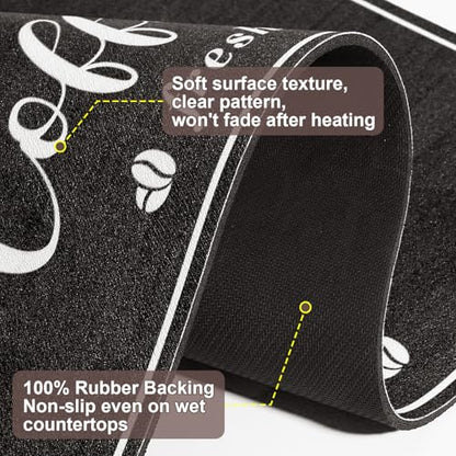 CooRug Absorbent Coffee Mat, Fashion Dish Drying Mat for Kitchen Counter Coffee Bar Accessories Espresso Machine Dish Rack 12" x 20" Black - size: 12" x 20"