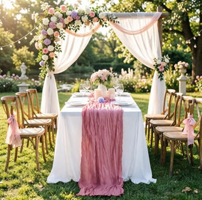 16 Pack Dusty Rose Cheesecloth Table Runner 10FT, Boho Gauze Cheese Cloth Table Runner Long Rustic Sheer Dusty Pink Table Runners for Wedding Bridal Baby Shower Birthday Party Table Decorations - style: Pink