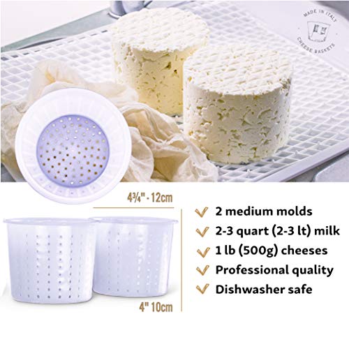 Country Trading Co. Cheese Molds Set of 3 for Making Blue and Hard Cheeses at Home - Quality Italian Baskets to Make Gorgonzola Colby Gouda Cheddar or DIY Organic Vegan Nut Cheese Maker - size: Set of 3